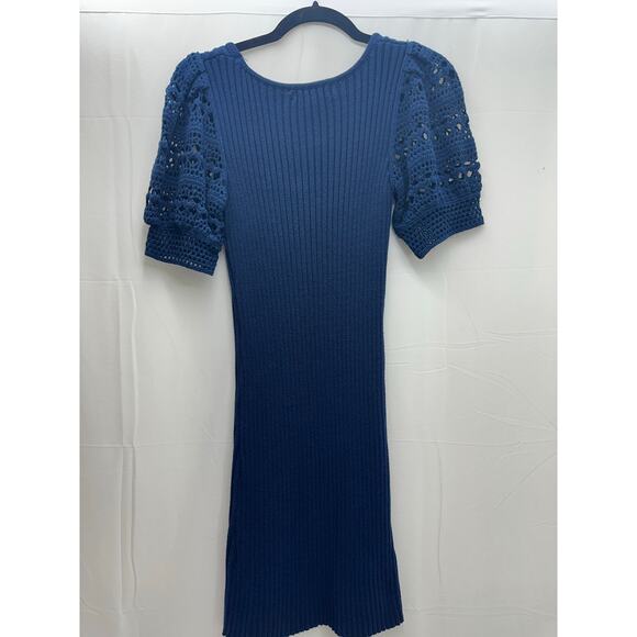 Central Park West Navy Cotton sweater dress M NWTS - Picture 3 of 4